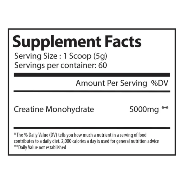 Alpha Supps Creatine Monohydrate Supplement Facts