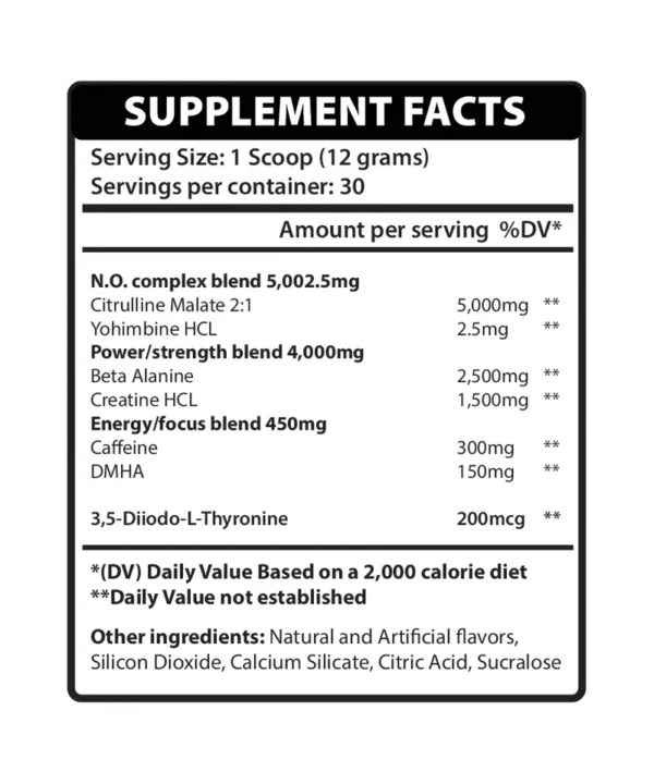 Freedom Formulations Rowdy Supplement Facts