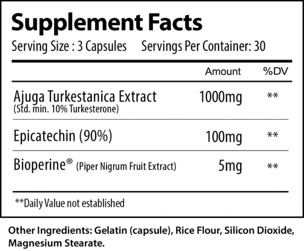 Freedom Formulations Turk Supplement Facts