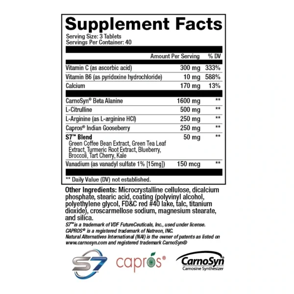 Sweat Ethic Vaso'D Supplement Facts